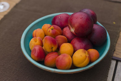 Close-up of fruits in bowl on table