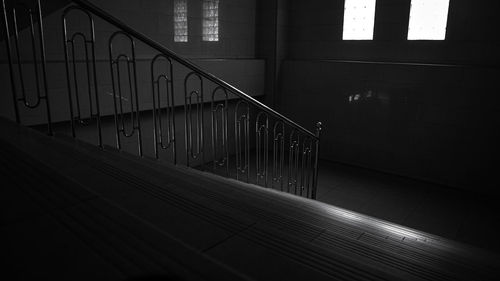 High angle view of staircase in building