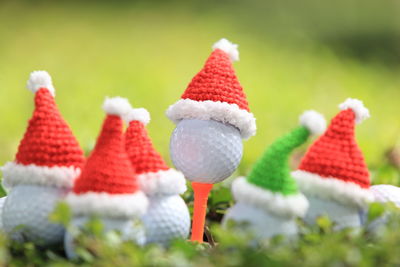 Close-up of multi colored candies in winter