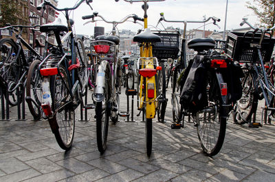 Bicycles on street in city