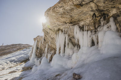 Scenic view of ice waterfall