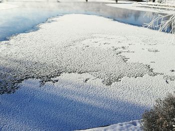 Close-up of snow against sky