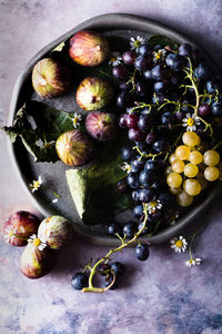 Directly above shot of fruits on table