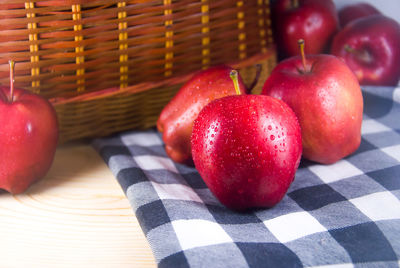 Close-up of apples in basket