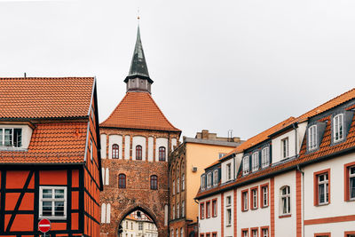 Kutertor gate and traditional colorful houses in the old town of stralsund.