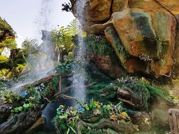 Water flowing through rocks