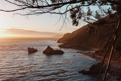 Scenic view of sea against sky during sunset