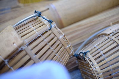 High angle view of pipes
