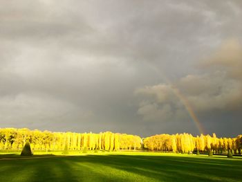 Scenic view of rainbow against sky