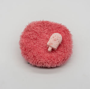 High angle view of a pink flower over white background