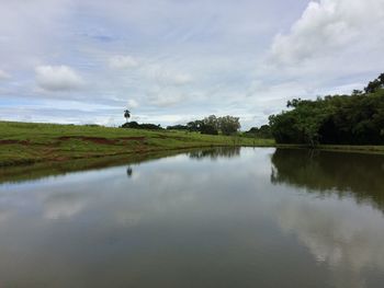 Tranquil view of lake against sky