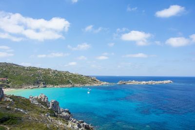 Scenic view of sea against cloudy sky