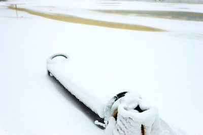 High angle view of frozen lake