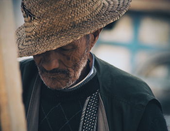 Portrait of man wearing hat