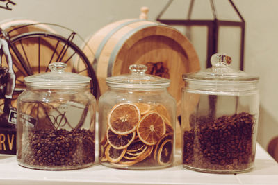 Close-up of jar on table