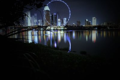 Illuminated city at night