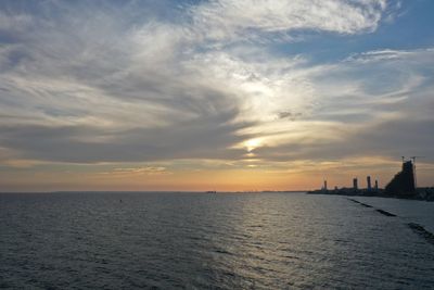 Scenic view of sea during sunset