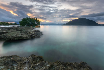 Scenic view of sea against sky during sunset