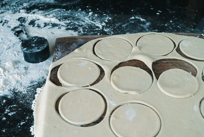 High angle view of ice cream in kitchen