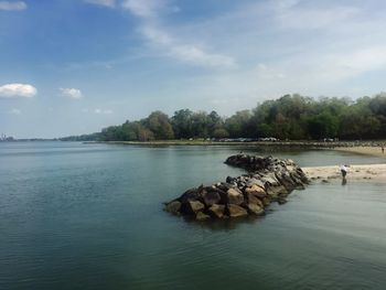 Scenic view of lake against sky