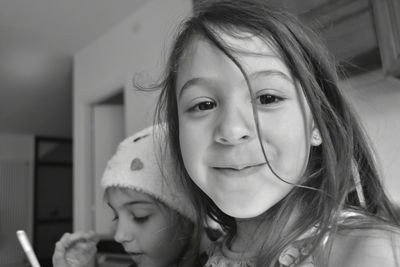 Portrait of cute girl at home