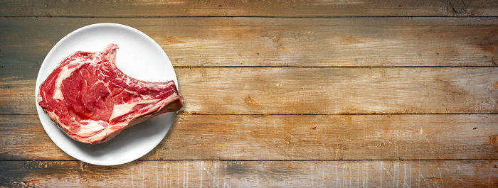 High angle view of bread in plate on table