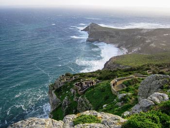 High angle view of rocks on beach