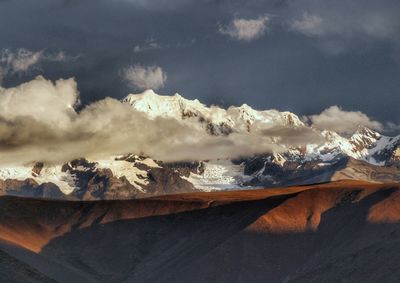 Scenic view of volcanic landscape against sky