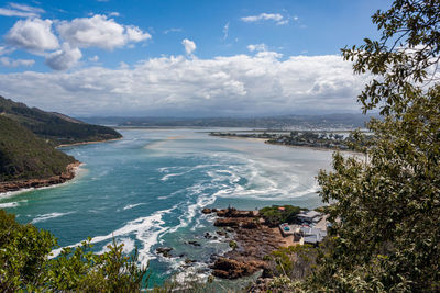 High angle view of sea against sky