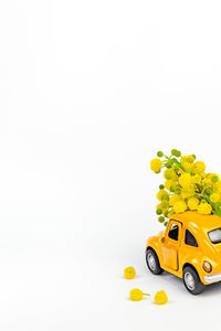 Close-up of yellow toy car