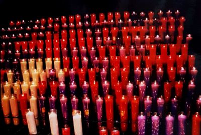 Close-up of illuminated bottles