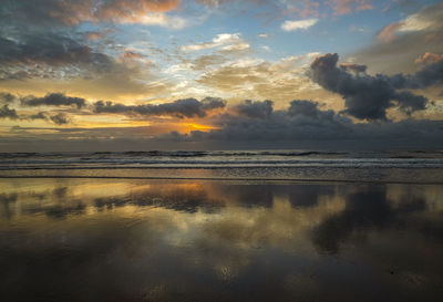 Scenic view of sea against sky during sunset