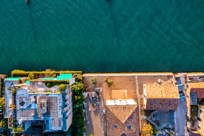 Aerial view of the lido de venezia island in venice, italy.