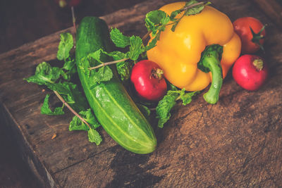 Close-up of fresh vegetables on table