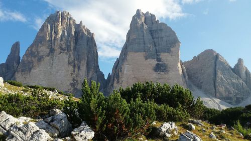 Panoramic view of rocky mountains against sky