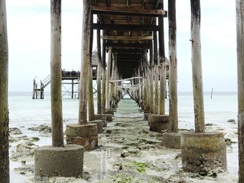 View of pier on beach