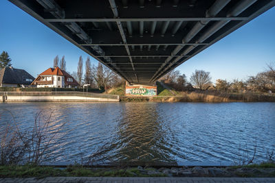 Bridge over river against sky