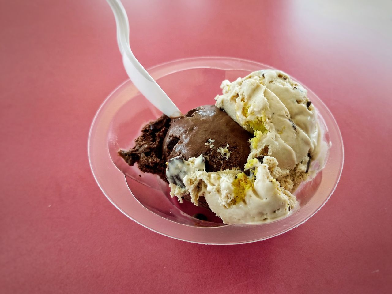 food, food and drink, freshness, ready-to-eat, indoors, indulgence, dairy product, close-up, colored background, no people, kitchen utensil, table, temptation, eating utensil, still life, unhealthy eating, ice cream, studio shot, meal, spoon, mash - food state