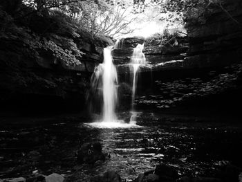 Low angle view of waterfall