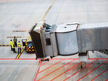 High angle view of umbrellas on airport