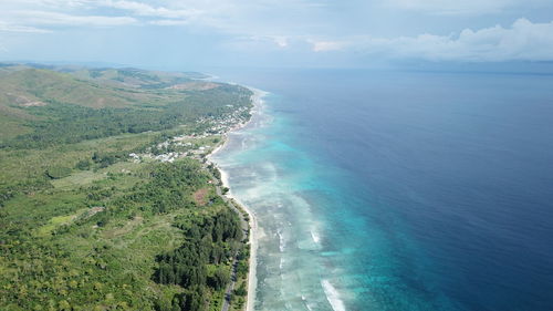 Aerial view of sea against sky