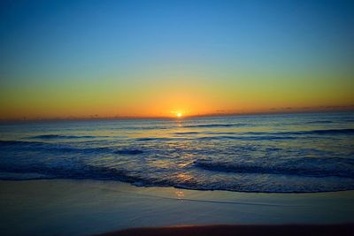 Scenic view of sea at sunset