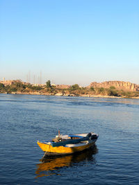Peaceful  view for a boat in the nile river 