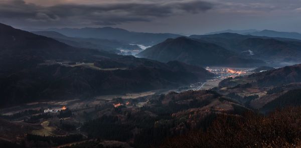 Scenic view of mountains against sky