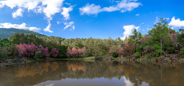 Scenic view of lake against sky
