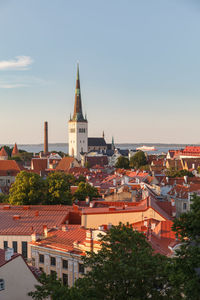 High angle view of buildings in city