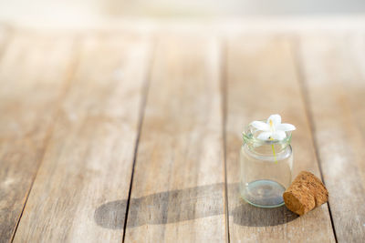 High angle view of drink on table