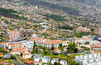 High angle shot of townscape