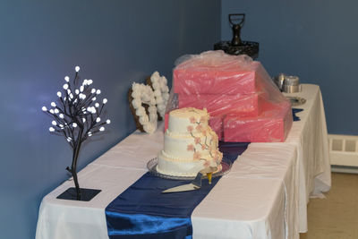 High angle view of people on table at home