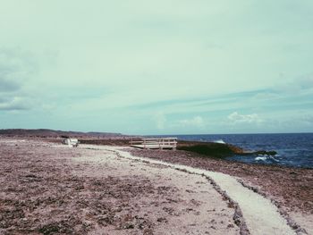 Scenic view of sea against cloudy sky